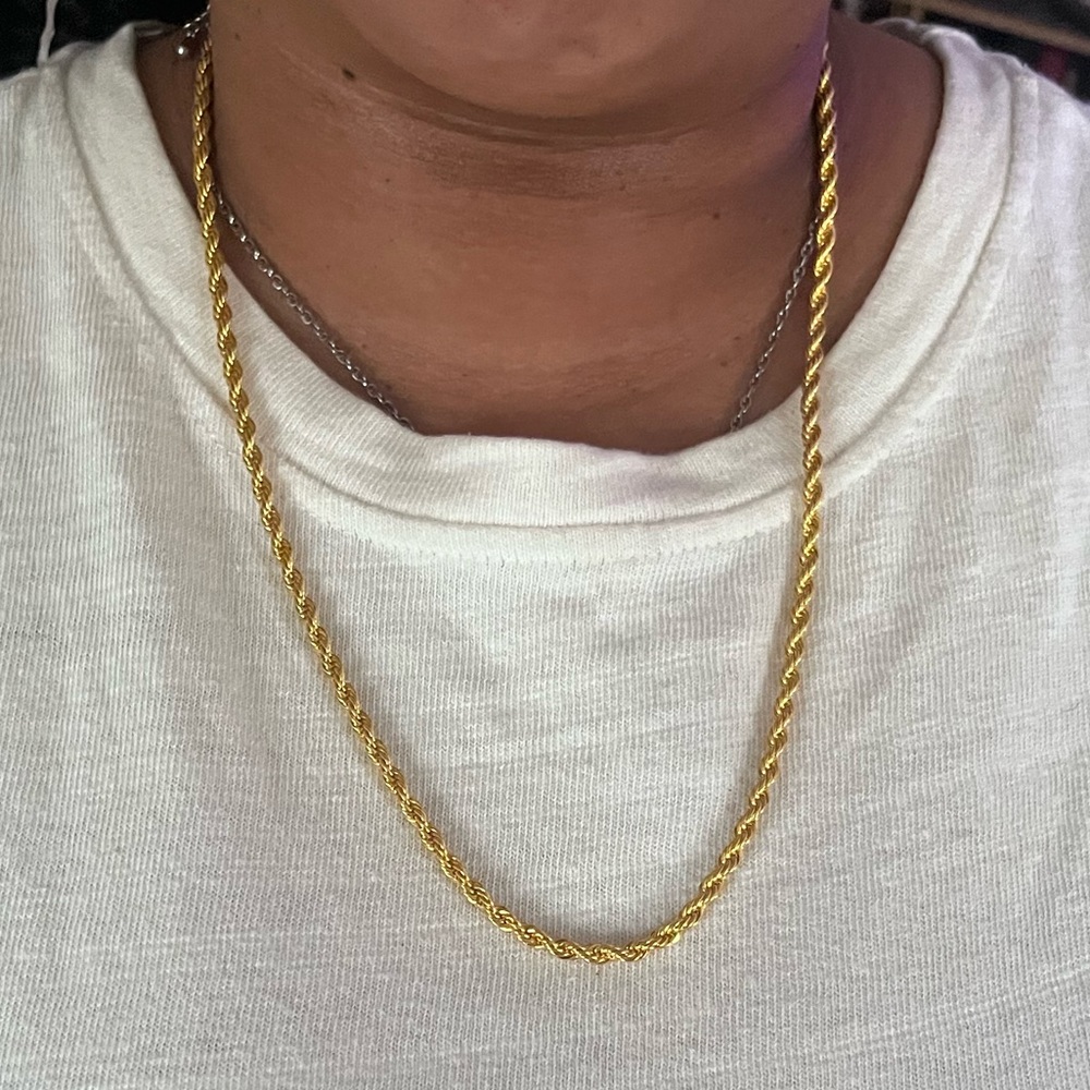 24in Gold Thick Rope Chain Necklace